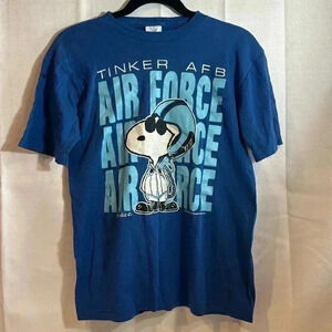 Peanuts‎ Snoopy TINKER AFB blue t-shirt VINTAGE UFS  Jostens size SMALL
